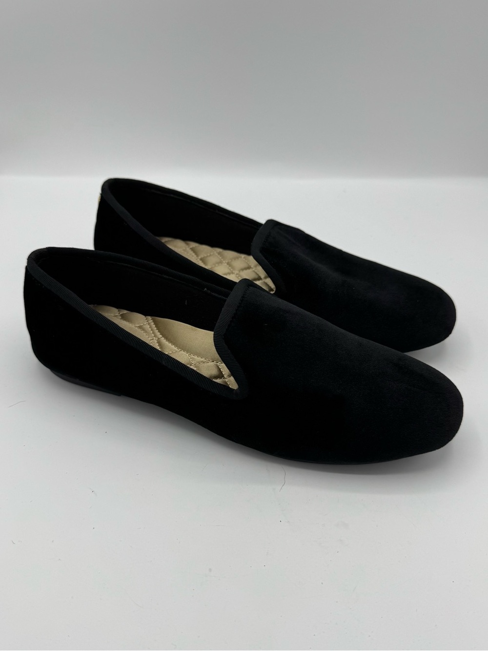 BIRDIES The Starling Black Velvet Flats Modern Luxurious Slip-ons Size 6